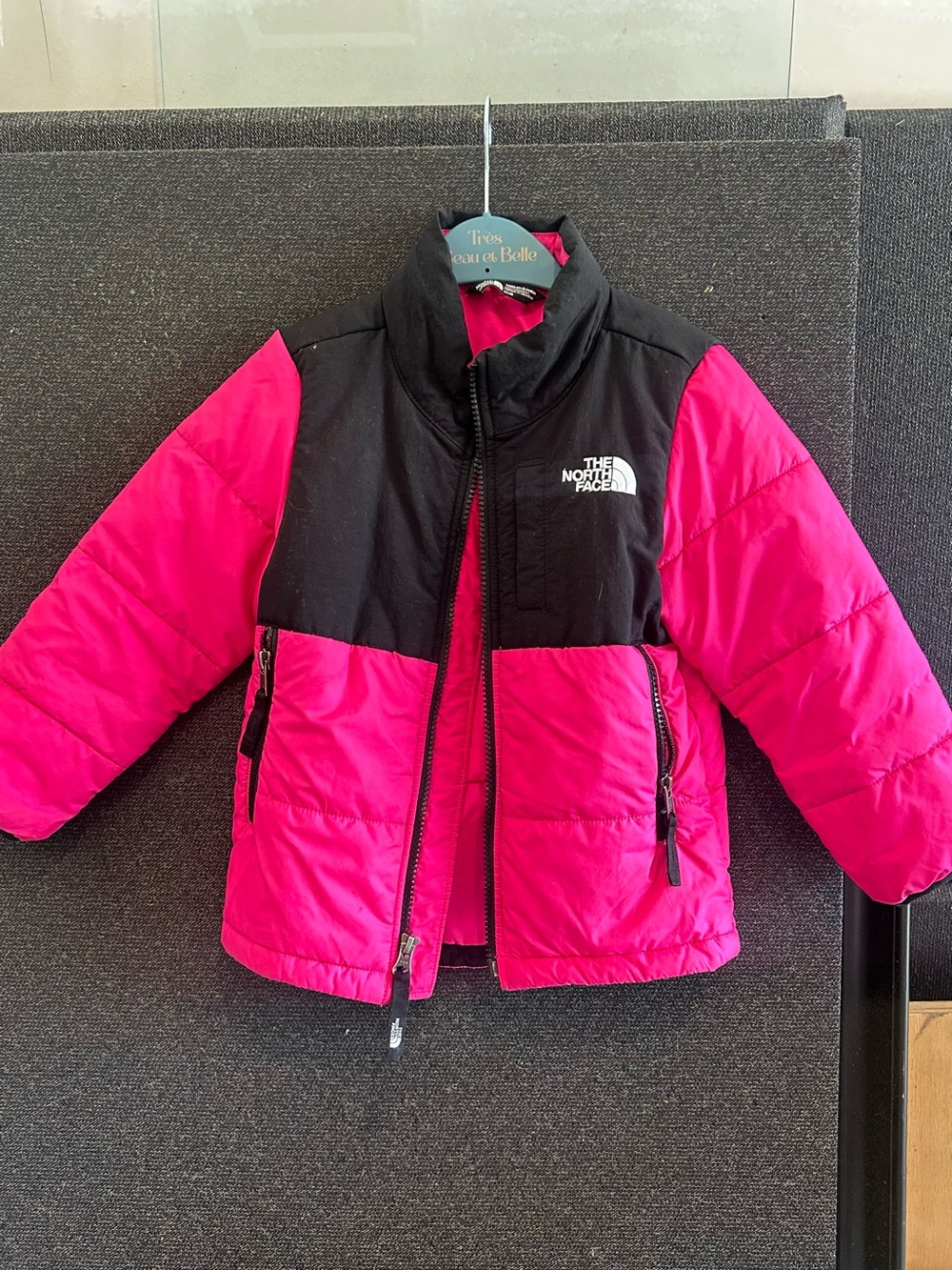 The North Face Hot Pink Toddler Jacket with Black Logo Trim